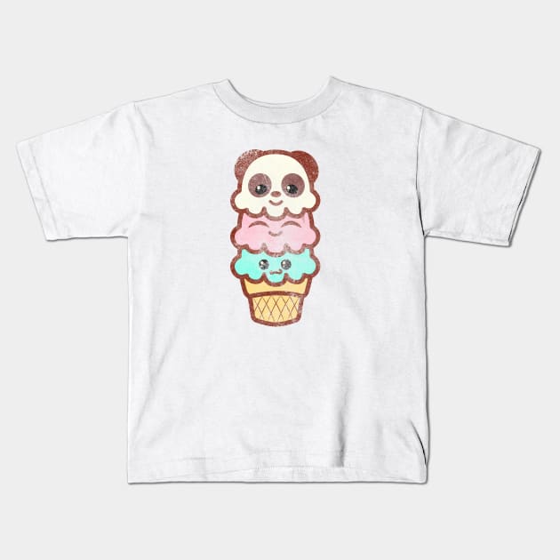 vintage Icecream ice cream cone women shirt kawaii cute panda bear art party anime T-Shirt Kids T-Shirt by theglaze